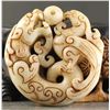 Old China Jade hand-carved Dragon & Phoenix Pendant