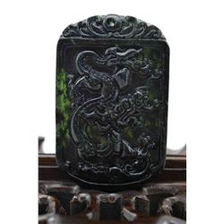 Natural Green Jade Dragon Pendant