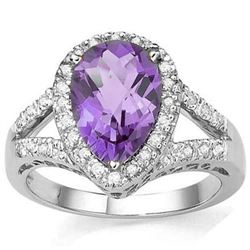 Natural Amethyst & Diamond Ring