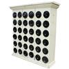 36 round tin drawer black & white spice cabinet, 34"H.