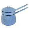 Dark blue & white graniteware double boiler, 8 1/2"H.