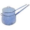 Dark blue & white graniteware double boiler, 10"H.