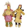 Image 1 : Pair of Indian dolls, leather, beaded & feathers, beaded faces, 10"H.