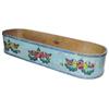 Wooden Norwegian baby cradle, hand painted & colorful, holes for straps to carry, 28"L.