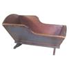 Wooden baby cradle, original blue-gray & red paint, 18 1/2" H x 31"L.