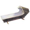 Feather-painted hooded doll cradle, original surface, 27"L.