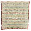 Woven eagle coverlet in great reds, blues & mustard, some crocheted edging is loose, 80" x 82".