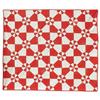 Red & white diamond & flower quilt, all hand stitched, 70" x 82".