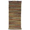 Image 1 : Hand loomed runner with knotted ends, red, orange, blue & brown, great condition, 38"W x 13 1/2' L.
