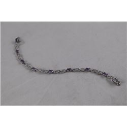 PURPLE AMETHYST AND DIAMOND TENNIS BRACELET, 3.60CT, STERLING SILVER, INCLUDES $375 CERTIFICATE