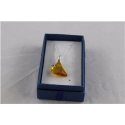 ORANGE BALTIC AMBER NECKLACE, STERLING SILVER, INCLUDES FOSSIL INSECT INCLUSIONS, INCLUDES $300