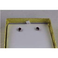 NEW 2CT OVAL STUD GARNET EARRINGS, POST AND BUTTERFLY BACKS, STERLING SILVER $200 CERTIFICATE