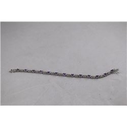 PURPLE AMETHYST AND DIAMOND TENNIS BRACELET, 6+ CT FIGURE 8 LINKS, RETAIL VALUE $400