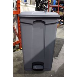 LARGE GREY COMMERCIAL GARBAGE CAN