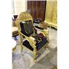 Image 2 : BEAUTIFUL BLACK UPHOLSTERED GOLD PAINTED PARLOUR CHAIR