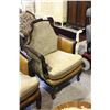 Image 2 : LEATHER AND FABRIC UPHOLSTERED FRENCH STYLE PARLOUR CHAIR