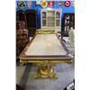 Image 2 : FABULOUS FRENCH STYLE GOLD PAINTED WITH INLAY TOP DOUBLE PEDESTAL DINING TABLE