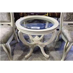 WHITE AND SILVER PAINTED SIDE TABLE