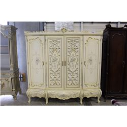 LARGE FRENCH STYLE TOLL PAINTED WARDROBE AND CABINET