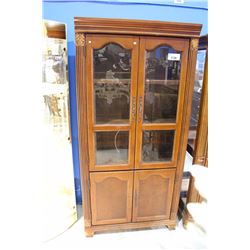 4 DOOR BEVELED GLASS BOOKCASE CABINET