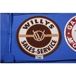 APPROX 2' REPRODUCTION WILLYS SALES AND SERVICE SIGN