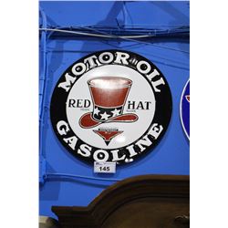 APPROX 2' REPRODUCTION REDHAT MOTOR OIL GASOLINE SIGN