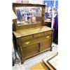 Image 2 : CANADIANA OAK SIDEBOARD WITH LARGE BEVELED MIRROR