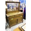 Image 2 : CANADIANA OAK SIDEBOARD WITH LARGE BEVELED MIRROR