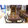 Image 1 : ANTIQUE DINING ROOM SUITE; TABLE, 2 LEAFS, 4 CHAIRS, SIDEBOARD AND CHINA CABINET