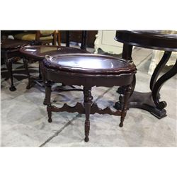 ANTIQUE REFINISHED SIDE TABLE WITH REMOVABLE PLATTER