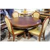 Image 1 : ROUND PEDESTAL DINING TABLE WITH 4 UPHOLSTERED CHAIRS