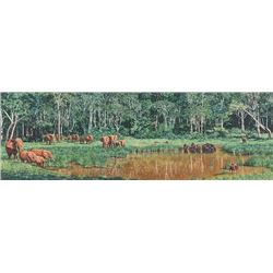 FOREST WATERHOLE  by Simon Combes   MASTERWORK CANVAS EDITION