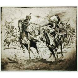 "A Fight  Between Sioux and Cheyenne" by Edward Borein