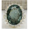 Image 1 : 9.51CTW Natural Tourmaline And Diamond Ring In 14K Solid Yellow Gold