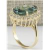 Image 3 : 9.51CTW Natural Tourmaline And Diamond Ring In 14K Solid Yellow Gold