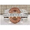 Image 1 : 8.05 CTW Natural Morganite And Diamond Ring 14k Solid White Gold