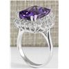 Image 3 : 7.50CTW Natural Amethyst And Diamond Ring In 14K White Gold