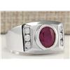 Image 2 : 3.77CTW Natural Ruby And Diamond Ring In 14K White Gold