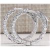 Image 2 : 3.10 CTW Natural Diamond Hoop Earrings 14k Solid White Gold