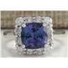Image 1 : 3.72CTW Natural Blue Tanzanite And Diamond Ring In 14K White Gold