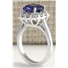 Image 3 : 3.72CTW Natural Blue Tanzanite And Diamond Ring In 14K White Gold