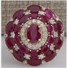 Image 1 : 13.23 CTW Natural Red Ruby And Diamond Ring 14k Solid Yellow Gold