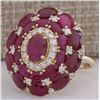 Image 2 : 13.23 CTW Natural Red Ruby And Diamond Ring 14k Solid Yellow Gold