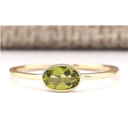 0.60 CTW Natural Peridot Ring In 14k Yellow Gold