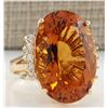 Image 2 : 32.41CTW Natural Citrine And Diamond Ring In 14K Solid Yellow Gold