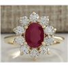 Image 1 : 2.90CTW Natural Ruby And Diamond Ring 14K Solid Yellow Gold