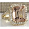 Image 2 : 6.92CTW Natural Peach Morganite And Diamond Ring In 14K Solid Yellow Gold