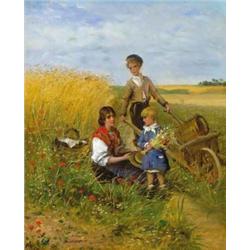 Bruck Lajos (1846-1910) Virágszedo lányok