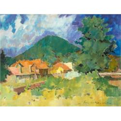 Nagy Oszkár (1883-1965) Nagybányai táj a Virágheggyel