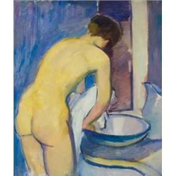 Emod Aurél (1897-1958) Mosakodó akt